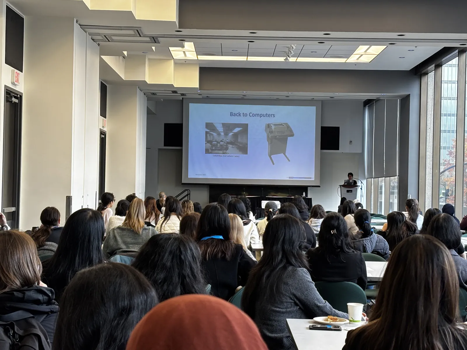 Keynote talk in the main conference room at SFU Harbour Centre during CAN-CWiC West 2025