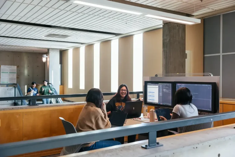 Students working on a project in the Goldberg Computer Science Building